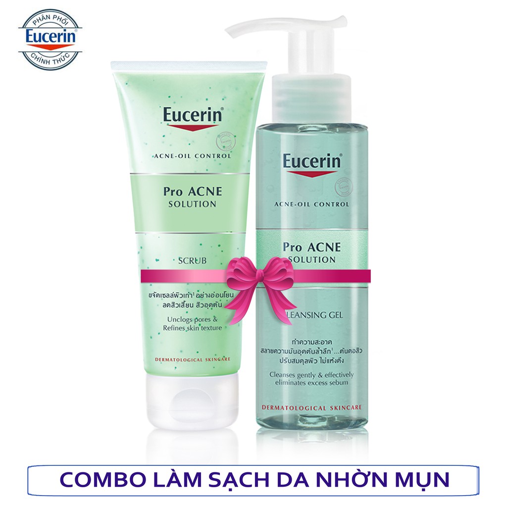 [HCM]✅ Combo Sữa Rửa Mặt và Gel Tẩy Tế Bào Chết Dành Cho Da Nhờn Mụn Eucein Proacne Cleansing Gel 200ml & Proacne Scrub 100ml