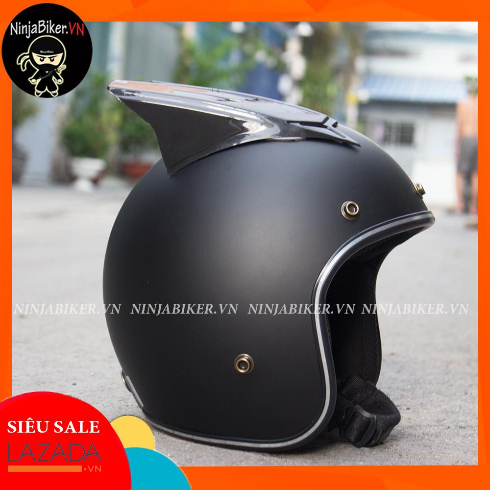 Nón bảo hiểm 3/4 NTMAX - ĐEN FULL gắn sừng rùa đen (BẢO HÀNH 1 NĂM)