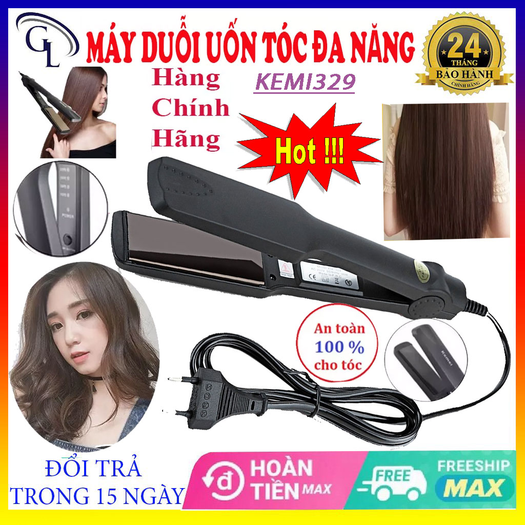 Máy Làm Thẳng Tóc Máy ép thẳng tóc Máy duỗi tóc đa năng 4 Mức Chỉnh Nhiệt Kemei KM 329 tạo kiểu tóc mini, máy ép tóc mini, máy làm tóc mini, máy làm xoăn tóc mini