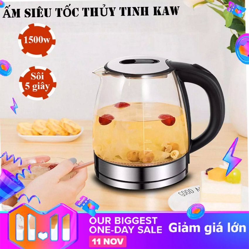 Bình đun nước siêu tốc - ấm đun nước siêu tốc thủy tinh - ấm siêu tốc - bình đun siêu tốc - bình siêu tốc - dung tích 1.8l - hàng cao cấp - chất liệu 100% inox độ bền cực cao - bảo hành toàn quốc 12 tháng.