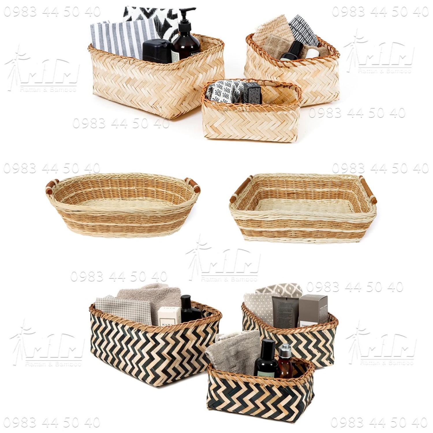 Rổ mây tre l Giỏ mây tre tiện ích, để vật dụng, đựng đồ đa năng.
