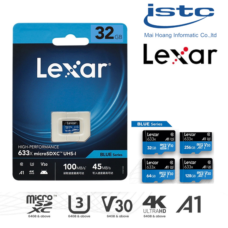 Thẻ nhớ Micro SDXC Chính Hãng LEXAR 256GB 128GB 64GB 32GB, Tốc độ 100MB/S, Chuyên cho Camera hành trình,Camera wifi, Điện thoại thông minh