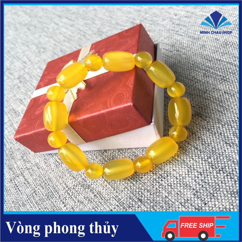 Vòng tay đá mã não vàng tài lộc