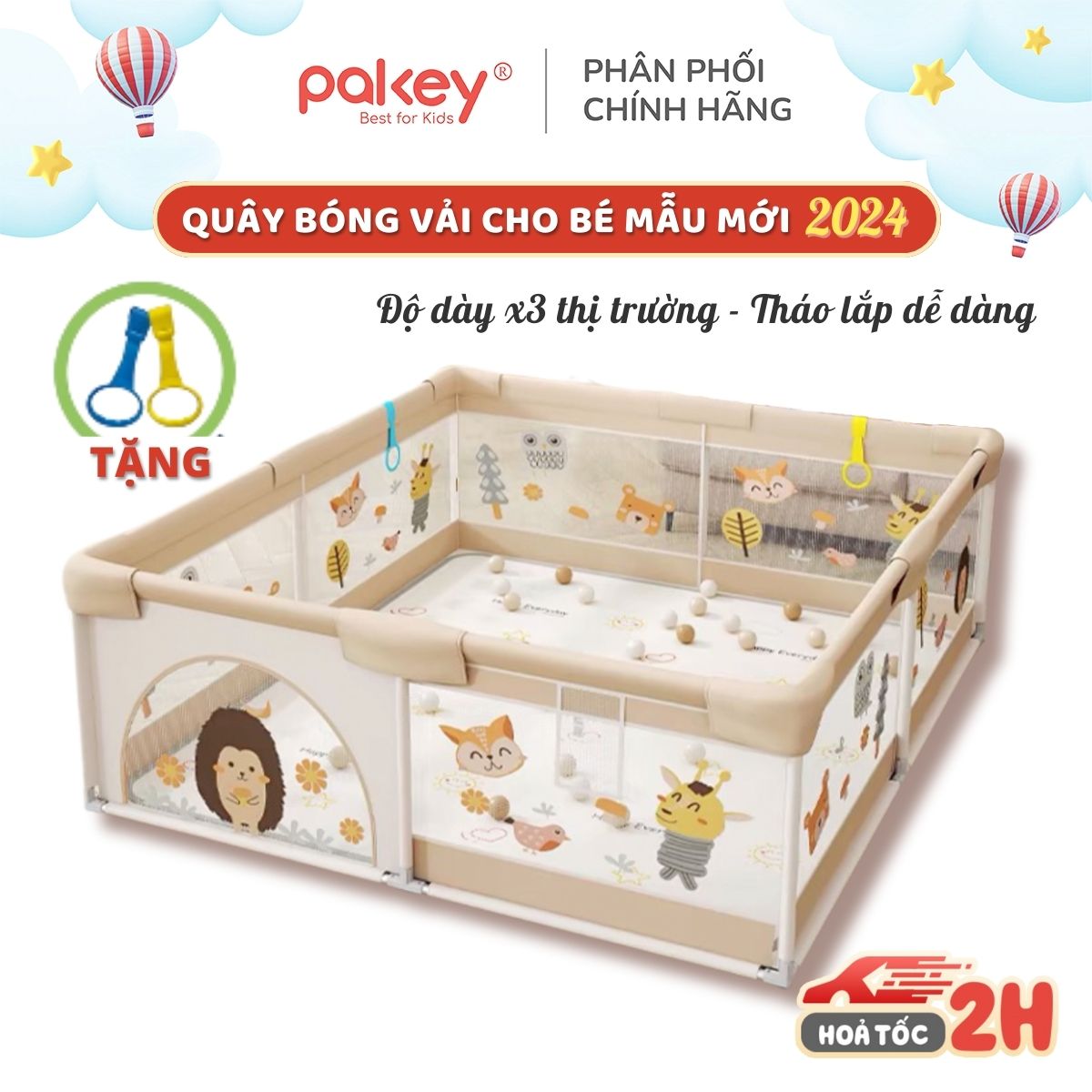 Quây bóng cho bé pakey, quây vải nhà bóng cho bé, khung inox dày, dễ dàng tháo lắp, bảo hành 1 năm - k1