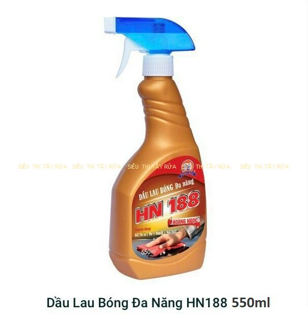 Dầu Lau Bóng Đa Năng HN188 - tẩy sạch và tạo độ bóng, tạo lớp sơn bảo vệ cho đồ gỗ, vỏ xe, da, simili, nội thất, làm bóng bàn ghế, làm bóng lư đồng, vật dụng, xe cộ v.v……