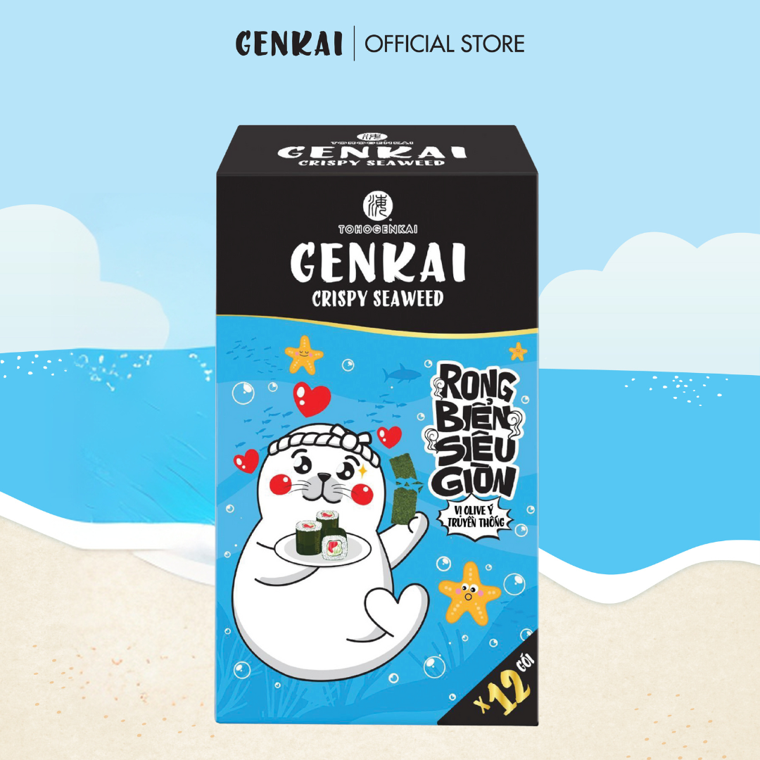 Snack Tảo Biển Siêu Giòn GENKAI Vị Olive Ý Truyền Thống 42g
(3.5g x 12 gói)