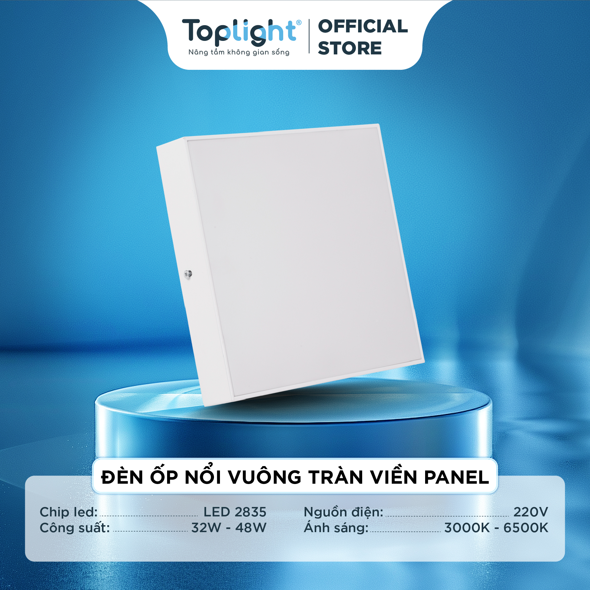 ĐÈN ỐP NỔI VUÔNG TRÀN VIỀN PANEL TOPLIGHT 32-48W HIỆN ĐẠI, SANG TRỌNG