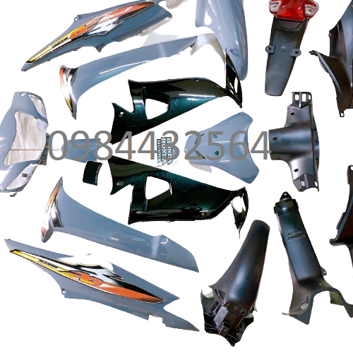 ( TẶNG TEM ) Bộ Vỏ Nhựa  - Dàn áo xe Wave RS - Alpha - S100 đời 2006 đến 2016 Màu Xi Măng- nhựa ABS
