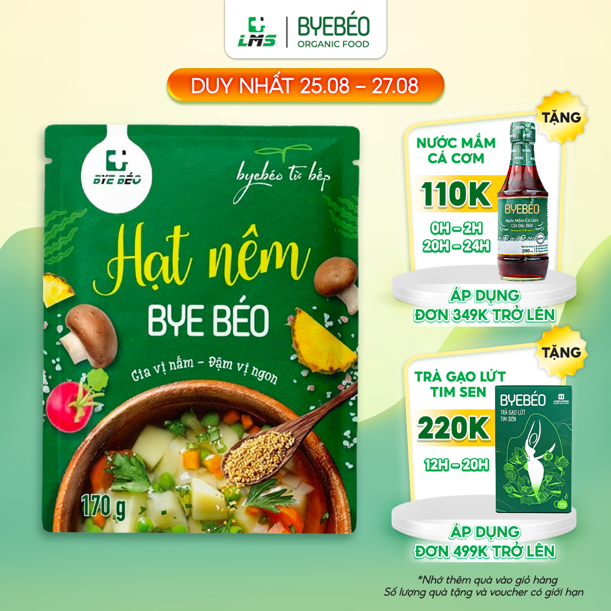 Gia Vị Hạt Nêm BYE BÉO Cao Cấp Vị Nấm Hương, Thành Phần Tự Nhiên