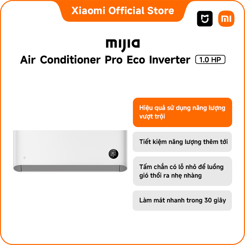   New  Máy lạnh Bảo hành 3 năm | Điều hòa  Mijia Air Conditioner Pro Eco Inverter 1.0 HP | Hiệu quả sử dụng năng lượng vượt trội | Tiết kiệm năng lượng thêm tới | Tấm chắn có lỗ nhỏ để luồng gió thổi ra nhẹ nhàng | Làm mát nhanh trong 30 giây 