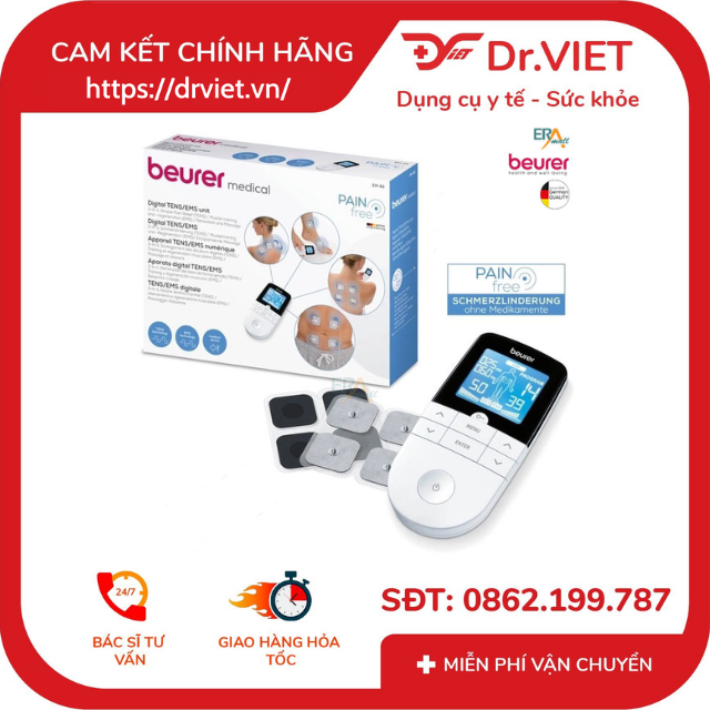 Máy điện châm kỹ thuật số 2 kênh, 4 điện cưc Beurer EM 49