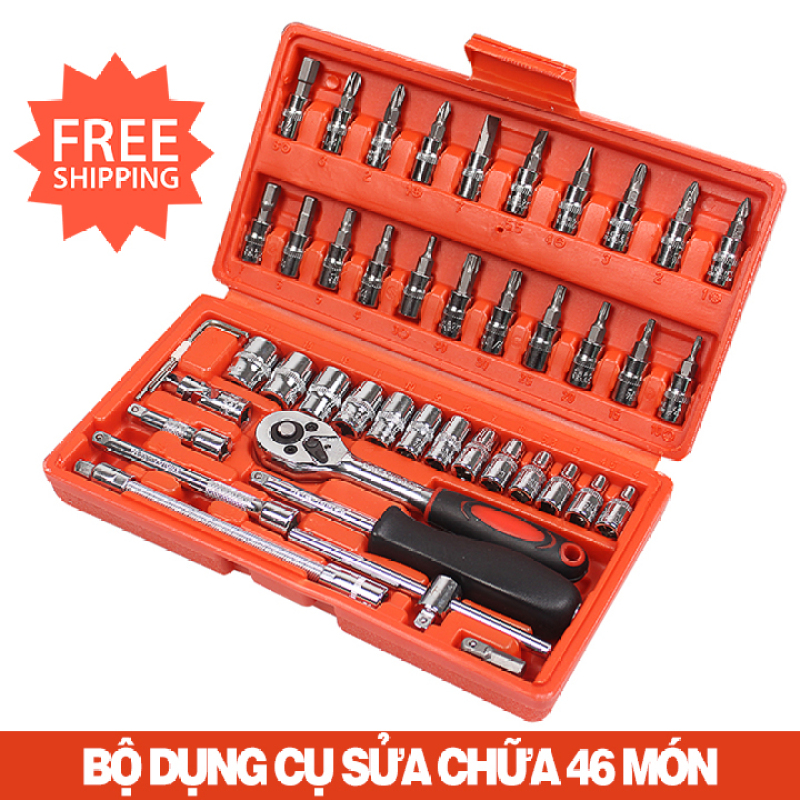 [HCM][ Xả Kho ] Bộ Đồ Nghề 46 Chi Tiết Sửa Ô Tô Xe Máy Đa Năng, Bộ Dụng Cụ Sửa Chữa Ô Tô Xe Máy Đa Năng 46 Chi Tiết, Chất Liệu Thép Hợp Kim Không Gỉ Rất Bền Bỉ Với Thời Gian Cao Cấp Chắc Chắn Bảo Hành 1 Năm.