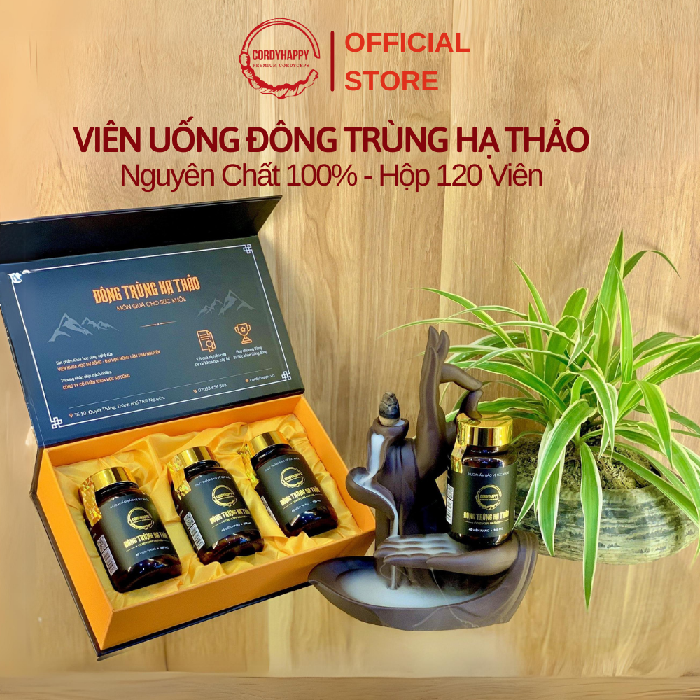 Viên Uống Đông Trùng Hạ Thảo Nguyên Chất 100% CordyHappy - Hộp 120 Viên