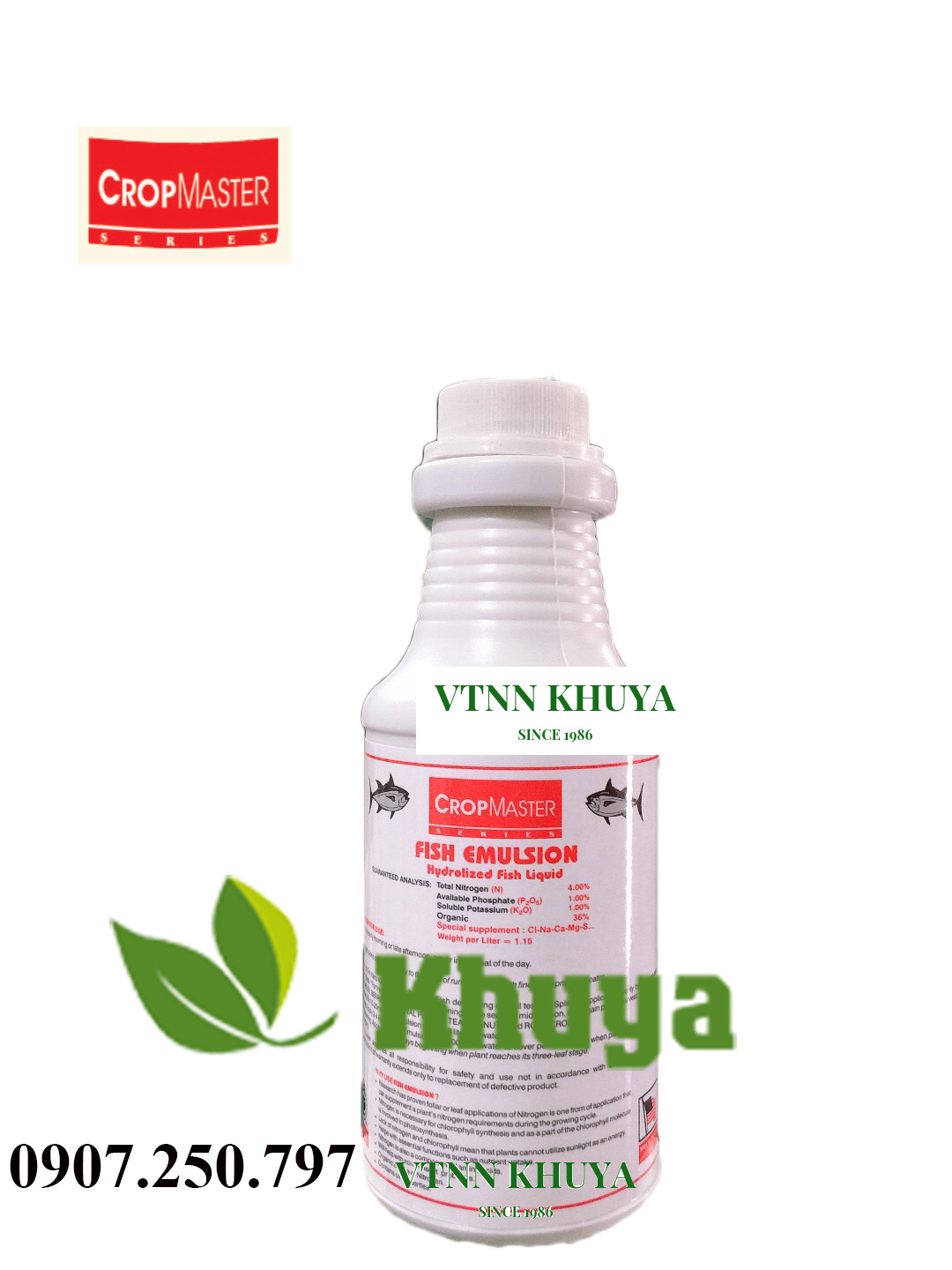 Phân bón lá hữu cơ Fish Emulsion Đạm cá Mỹ 250ml