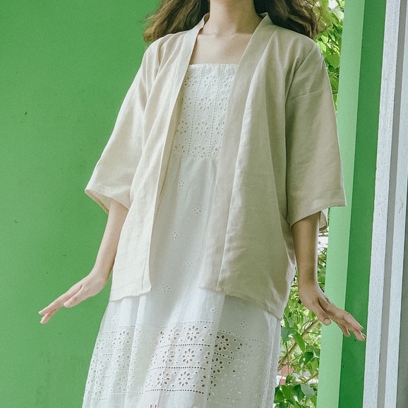 Áo Khoác Cardigan Kimono Haori Linen/ Voan Vintage Vui Thu Đông Nhẹ Nhàng
