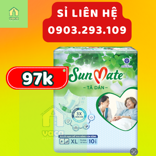 Tã dán người già sunmate size xl10 mẫu mới 2023