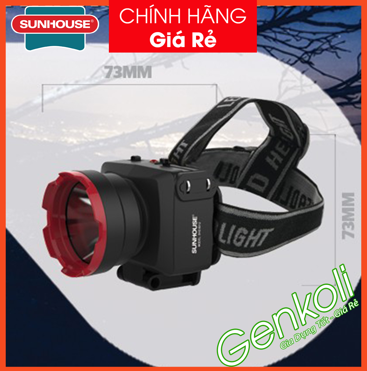 Đèn Pin Đội Đầu Siêu Sáng Sunhouse (cỡ trung) SHE - 5032, đèn Led đội đầu chính hãng giá rẻ - BẢO HÀNH 1 ĐỔI 1