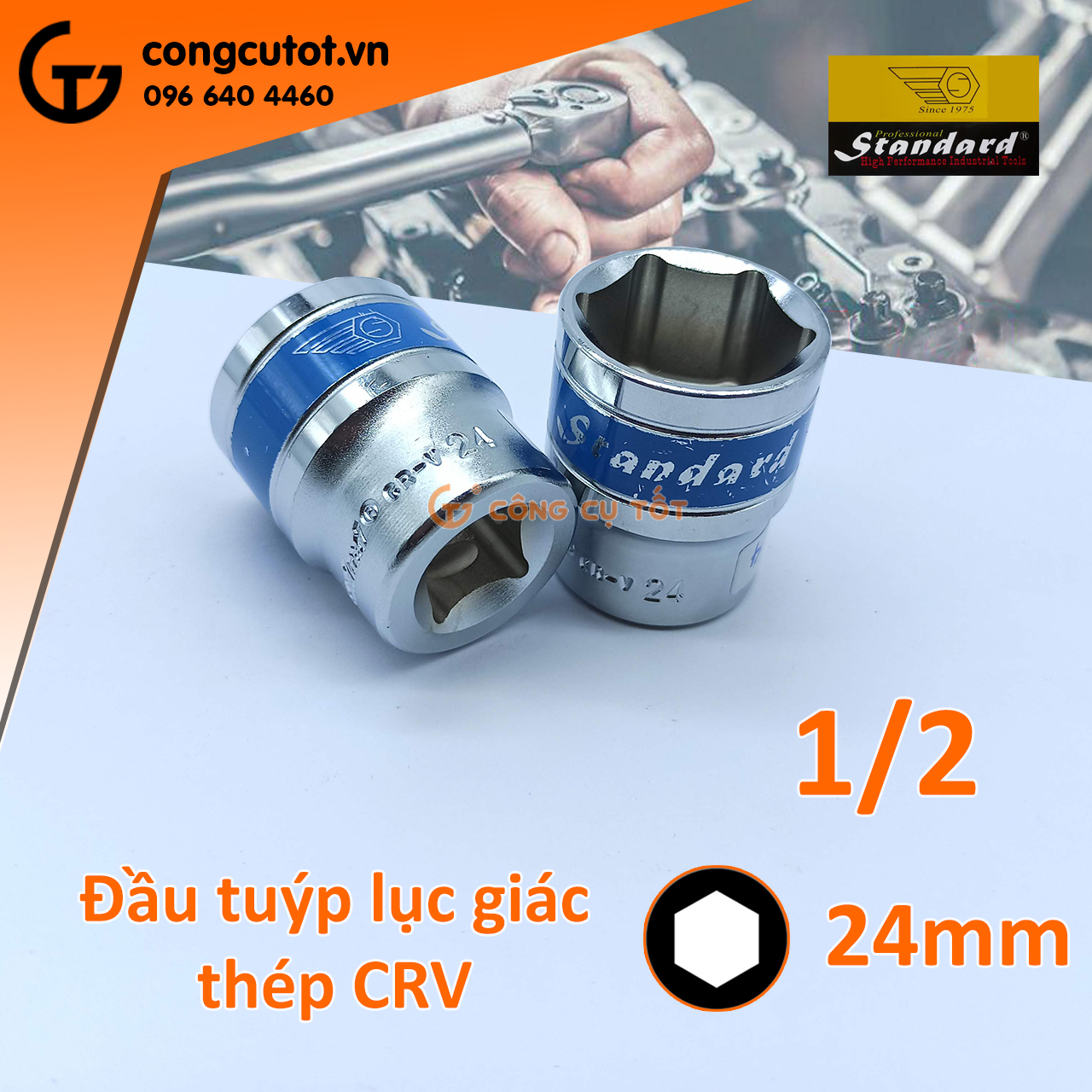 Đầu tuýp - đầu khẩu lục giác 1/2 inch Standard xanh