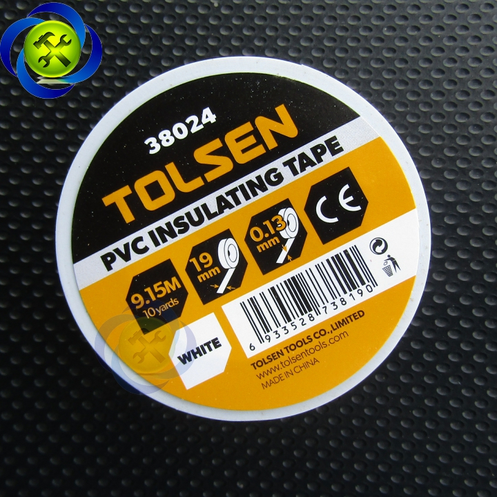 [HCM]Băng keo điện trắng Tolsen 38024 dài 9.15M dày 0.13mm bảng 19mm