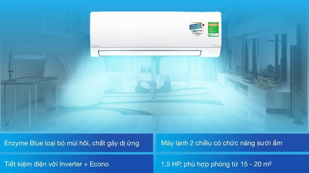 [TRẢ GÓP 0%] Điều hòa Daikin 2 chiều 12000BTU inverter FTHF35VAVMV (Giá áp dụng giao tại HN, HCM& các tỉnh liên hệ shop)