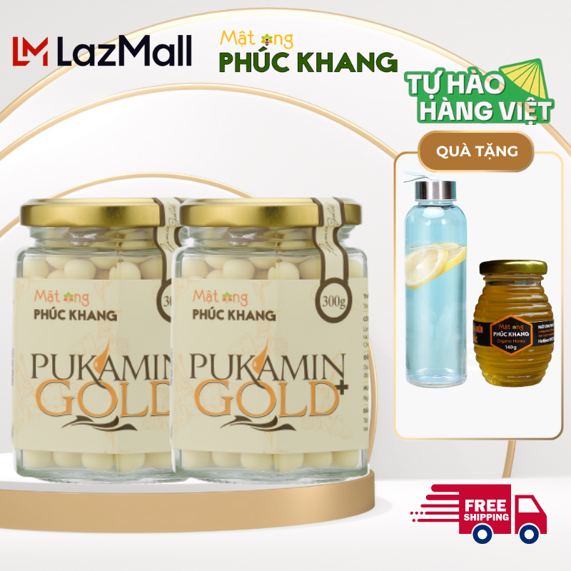 Viên nghệ mật ong sữa chúa PUKAMIN 300g - Thảo dược thiên nhiên bảo vệ sức khỏe đẹp da giảm đau dạ dày viêm đại tràng