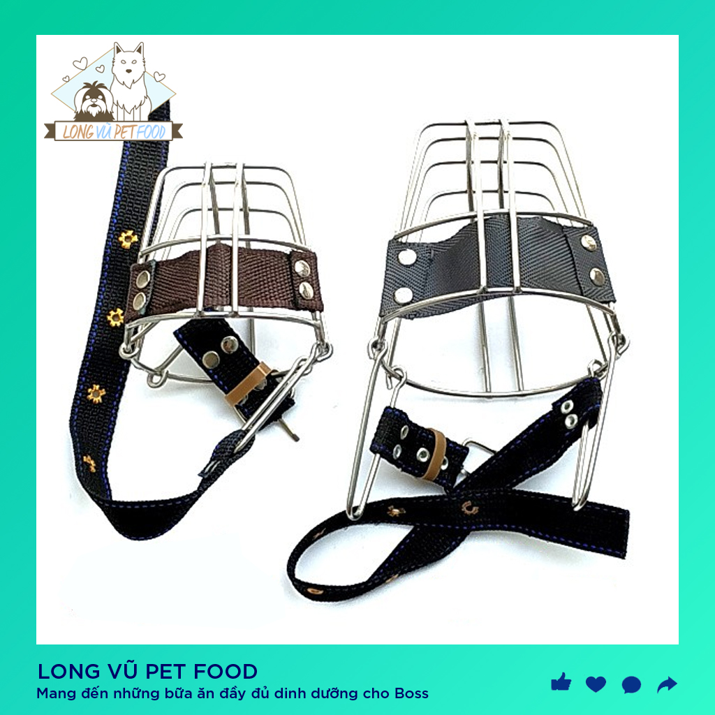 Rọ mõm chó inox nhỏ (dành cho chó từ 10kg -20kg) - rọ mõm cho chó bằng inox không gỉ - Long Vũ Pet Food