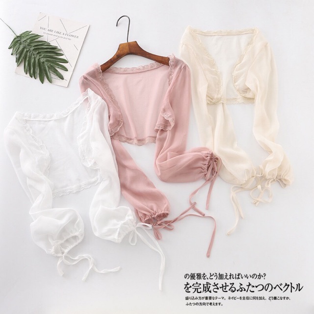 Áo khoác voan lửng dạng cardigan vải voan mỏng - B0U