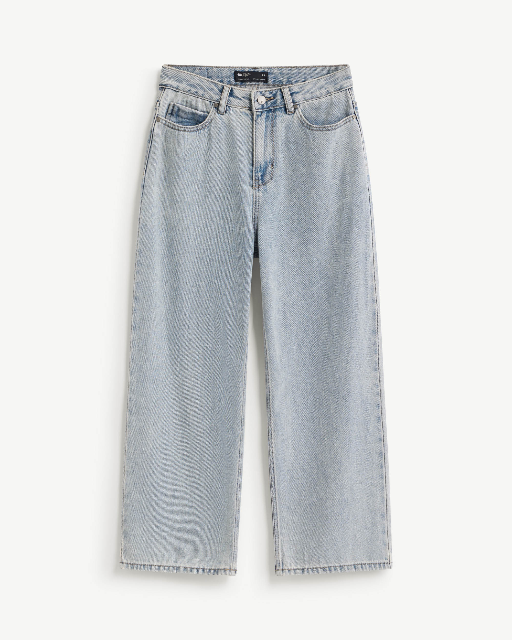 Quần Denim Nữ Thêu Túi Sau Form Straight Cropped - Routine 10S25DPAW009