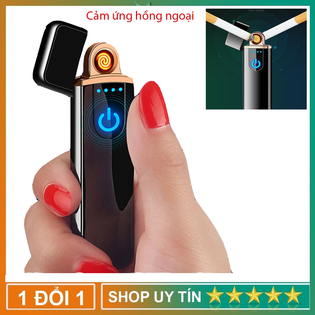 Bật lửa titan cảm ứng hồng ngoại cao cấp, quẹt hồng ngoại cảm ứng vân tay cao cấp