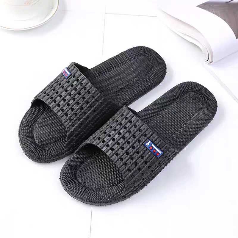 Dép đi trong nhà quai ngang đan lưới 3 sao (Xanh, Đen) chất nhựa PVC êm chống trượt cho Nam Nữ D036 (Form Nhỏ)
