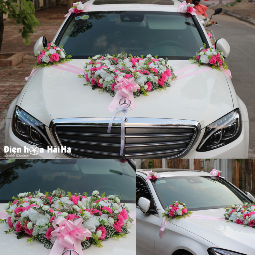 xhg-041 Bộ hoa giả trang trí xe cưới nhẹ nhàng