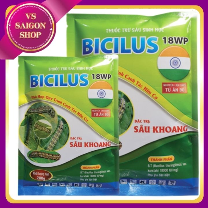 Gói 200g bicilus - khuẩn bacilus: nguyên liệu nhập khẩu ấn độ, tiêu diệt tất cả sâu hại cây trồng