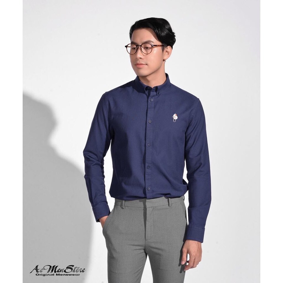 Áo sơ mi nam routine dài tay cổ bẻ cúc ve form fitted 110s20shl018