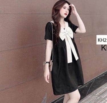 Váy bầu- đầm bầu xinh xuông cổ nơ điệu đà -mẫu mới
