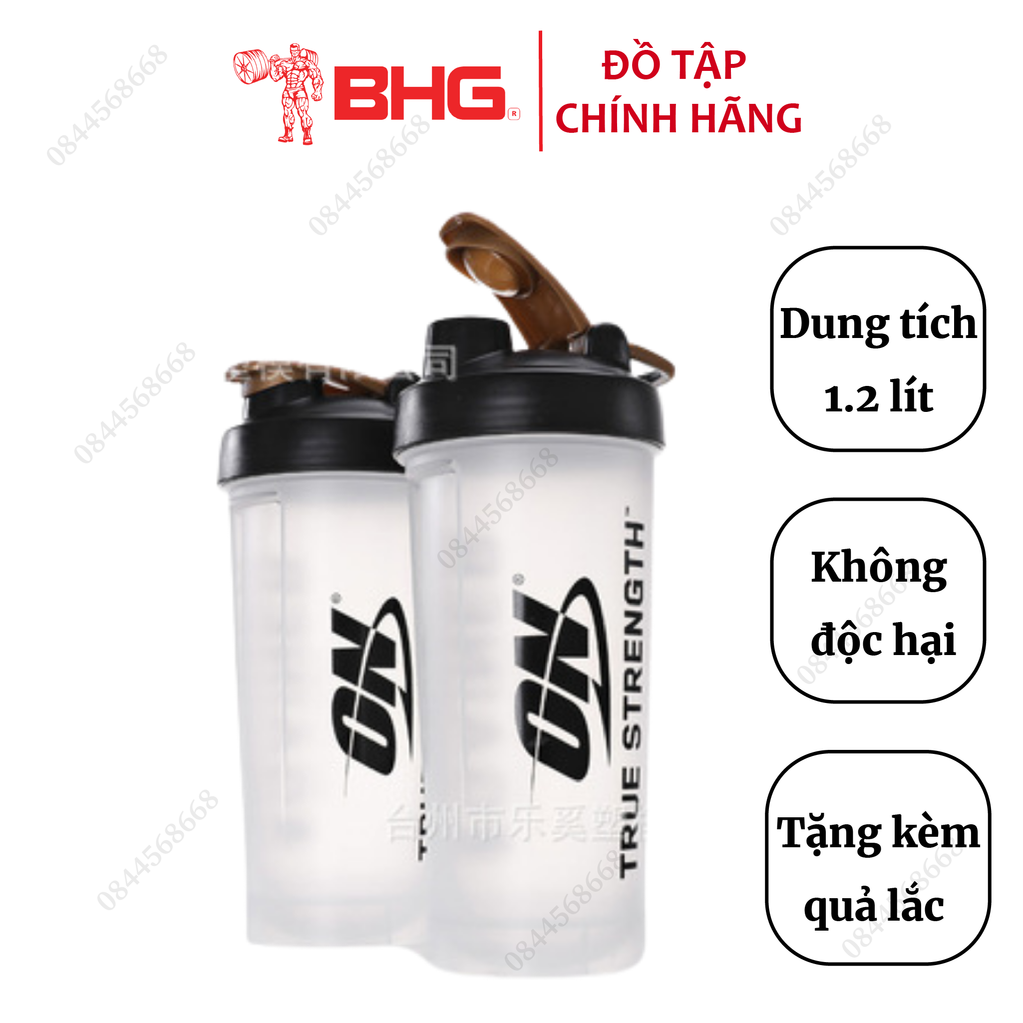 Bình Nước Thể Thao 1.2L, Chai Nước Tập Gym Cực Bền, Tặng Quả Lắc Lò Xo