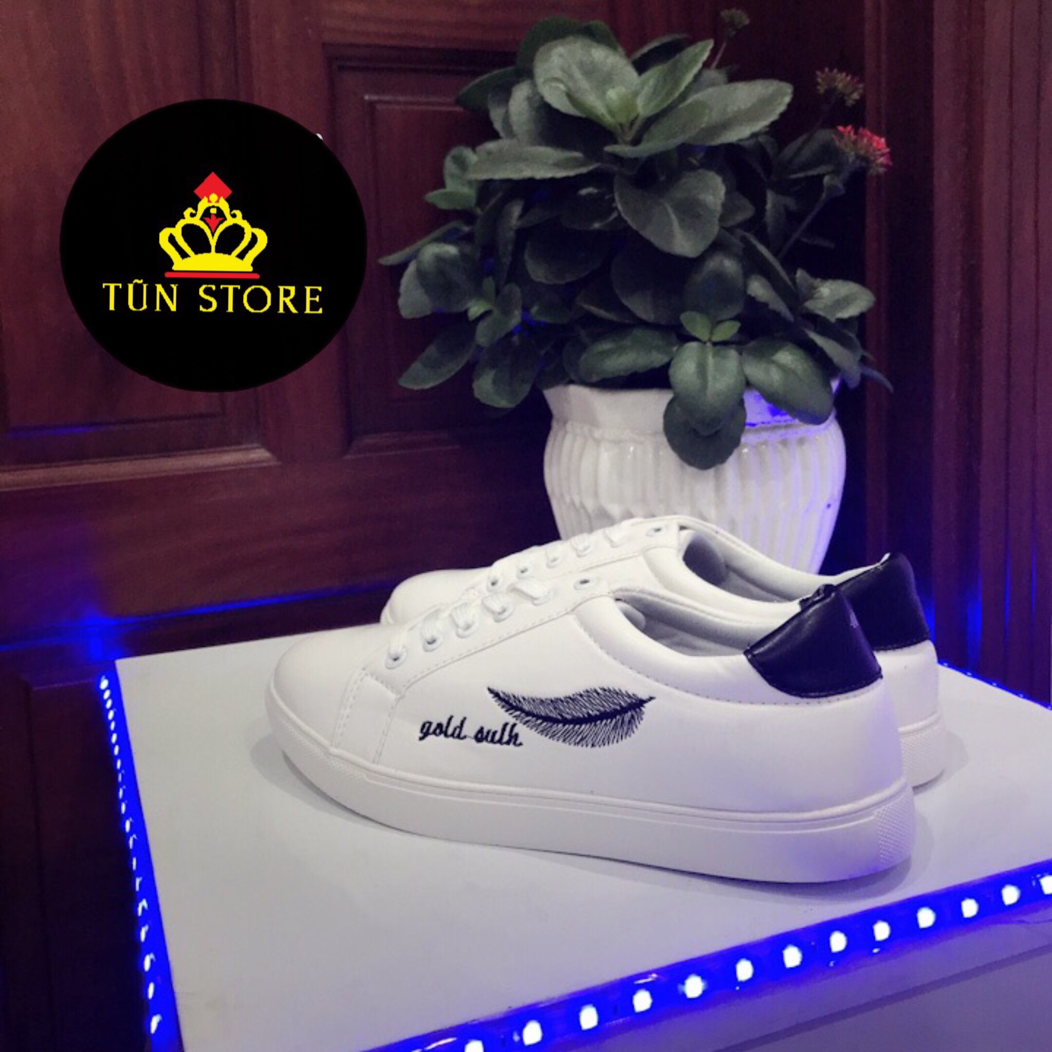 Gìay sneaker nam- gìay thể thao nam trắng lông vũ hot 2020