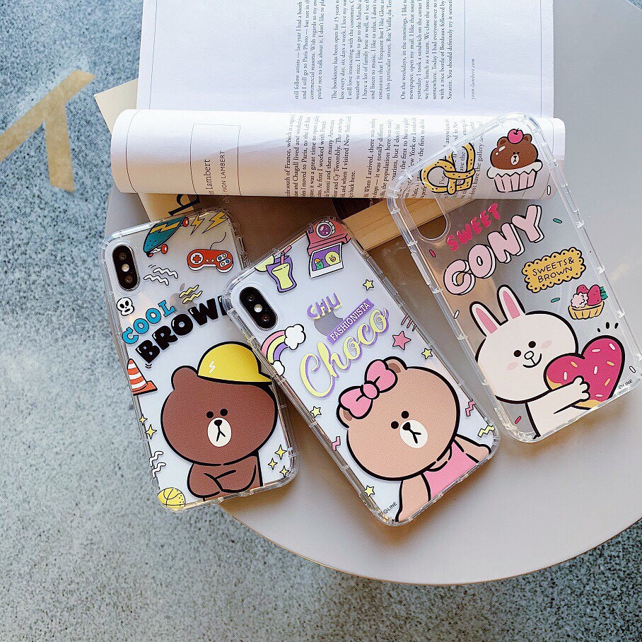 Ốp lưng iphone gấu brown/ thỏ cony/ gấu choco - m572
