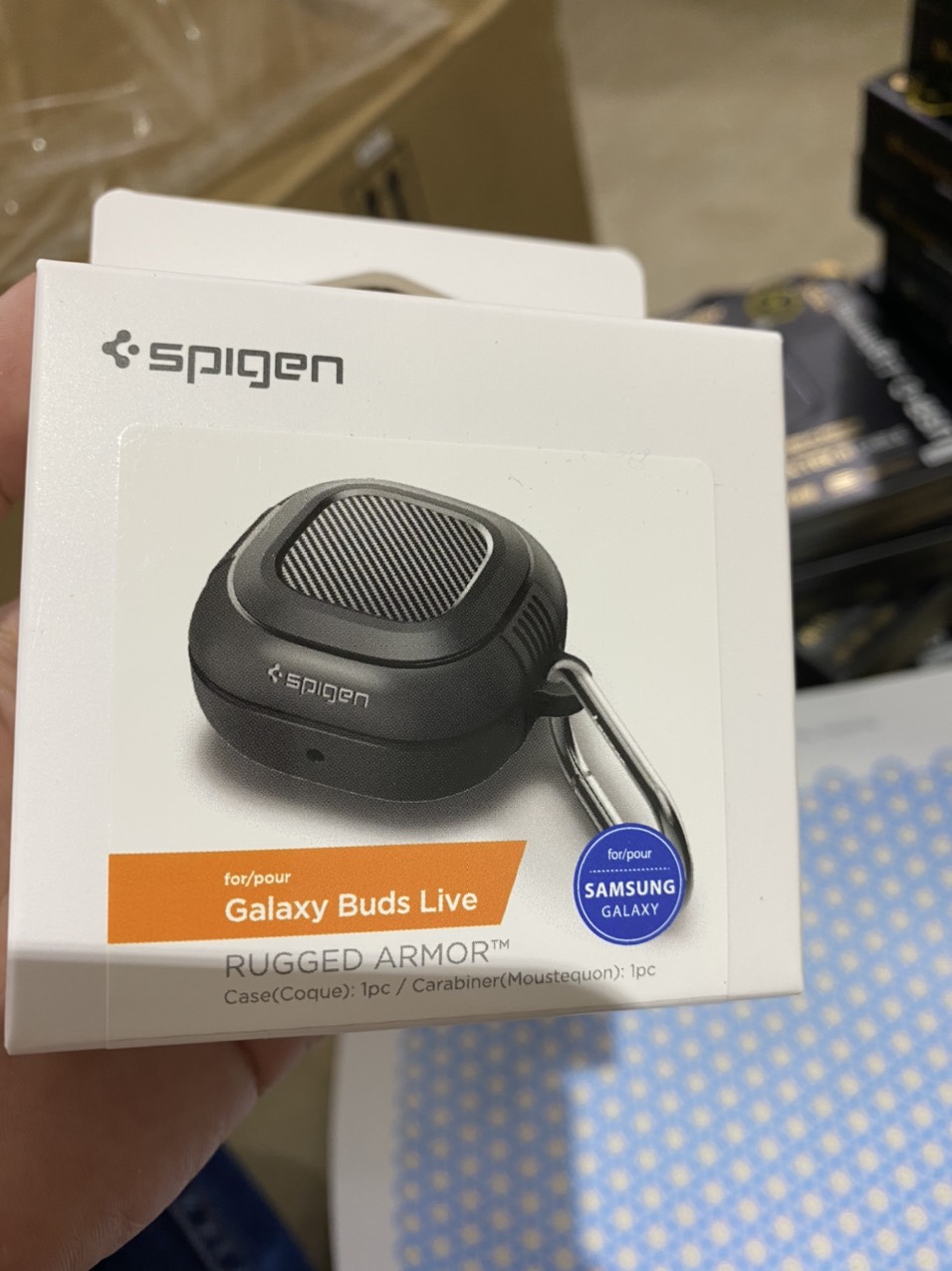 Case bao đựng tai nghe galaxy buds live - rugged armor - chính hãng spigen