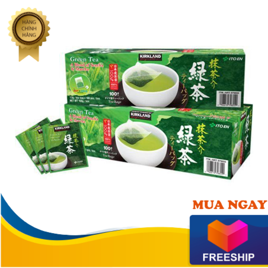 Trà xanh KirkLand Green Tea A Blend Of Sencha & Matcha 100 gói