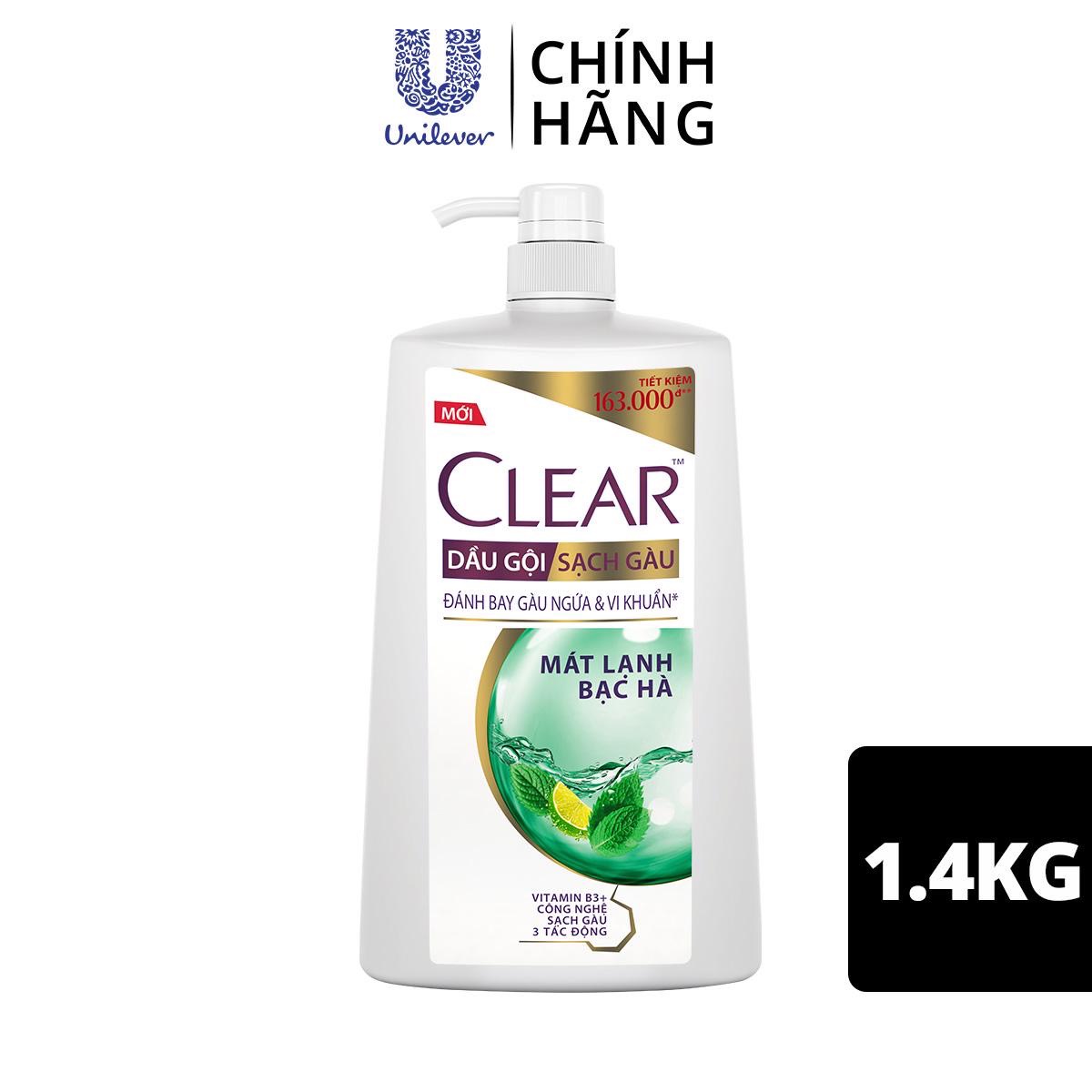 Dầu gội clear bạc hà chai 1.4kg