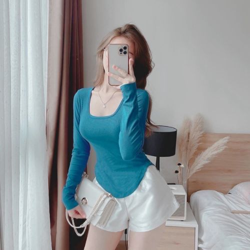 Áo thun dài tay nữ, áo thun đuuoi tôm nữ dài tay chất thun gân co giản tốt dáng ôm Adam_fashion