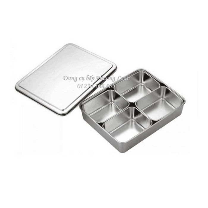 Hộp đựng gia vị inox 4, 5, 6, 8 ngăn có nắp đậy