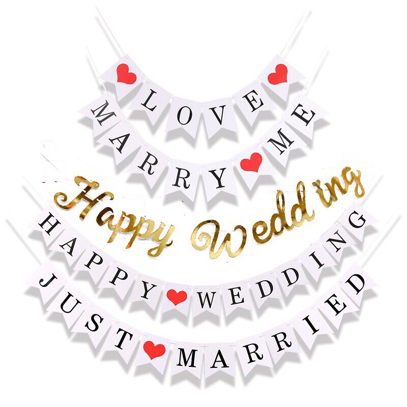 Dây treo chữ Happy Wedding trang trí phòng cưới, đám cưới | Lazada.vn