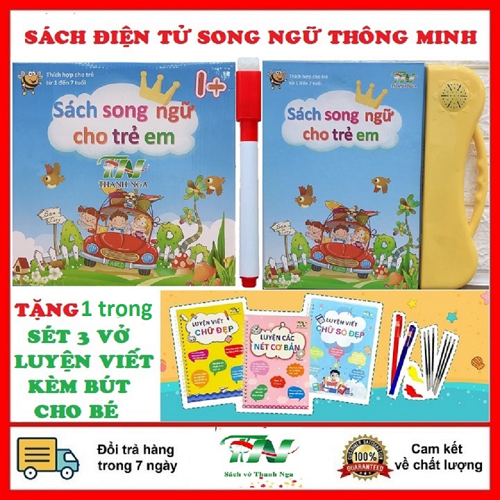 [Mua 1 tặng 1] sách điện tử song ngữ thông minh cho bé , Sách điện tử Thanh Nga song ngữ , Mua 1 sách tặng 1 cuốn tập viết chữ đẹp cho bé