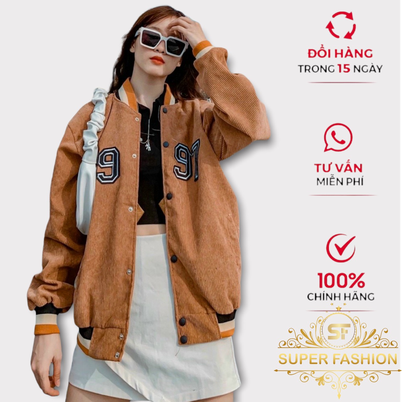 Áo Khoác Nữ Áo Bomber Thêu Chữ Số 1997 Chất Nhung Tăm Nữ Cá Tính Chống Nắng Tốt Đẹp Mê Ly Super Fashion