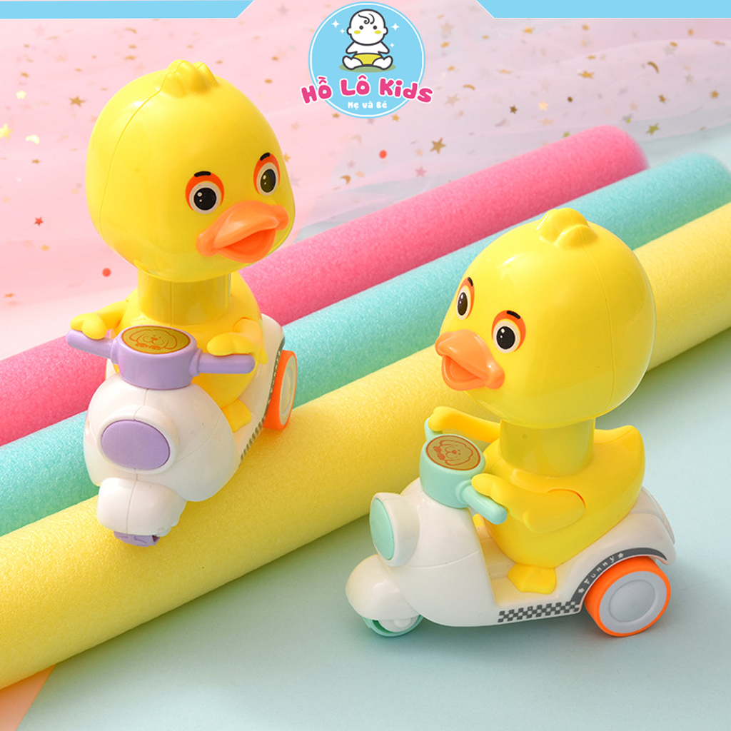 Đồ chơi vịt đi xe máy ấn đầu là chạy vui nhộn dây cót siêu quậy Hồ Lô Kids