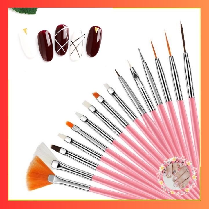 Bộ 15 cây cọ trang trí móng