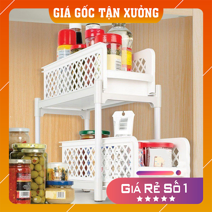 Kệ nhà bếp trượt 2 tầng tiện dụng đa năng siêu tiết kiệm không gian 2 tầng có thể trượt để gia vị thoải mái chất liệu nhựa cao cấp bền đẹp kệ gia dụng thông minh Tashuan TS-3632 - Nhà Của Bạn