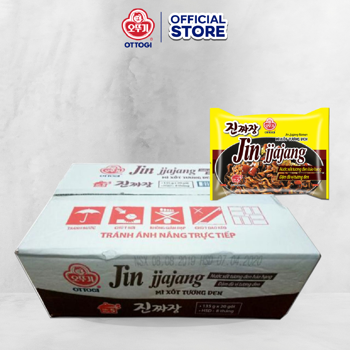 [Thùng 20 gói] Mì Xốt Tương Đen Jin Jjajang Ottogi 135gx20