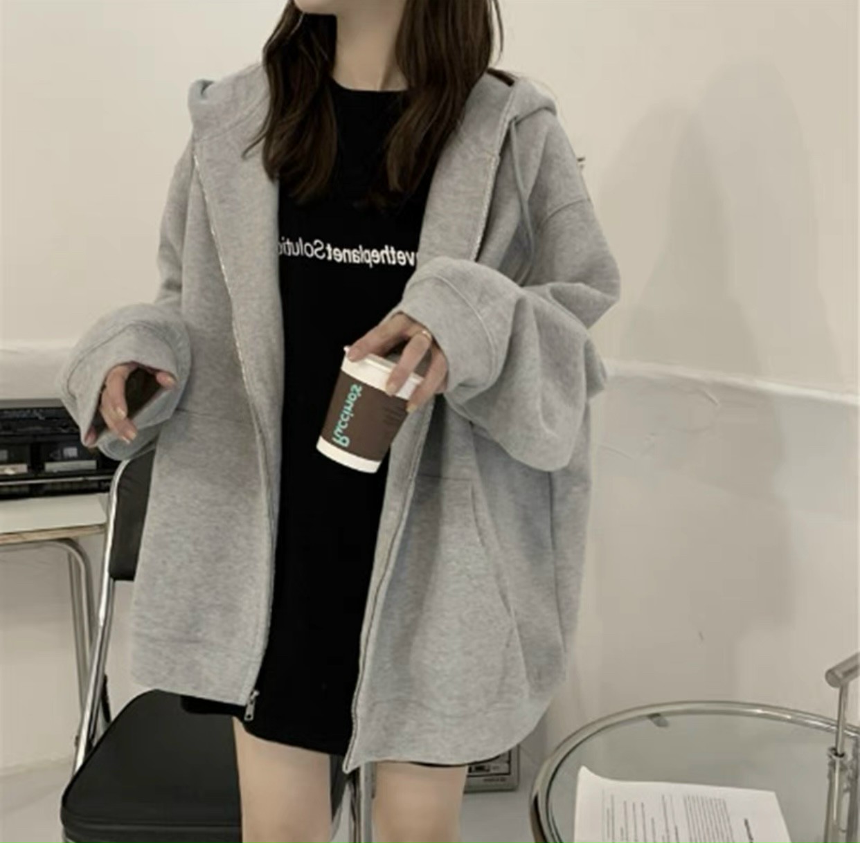 Áo khoác nỉ trơn nam nữ thiết kế vải nỉ pc, áo khoác chống nắng from rộng mẫu hot 2022
